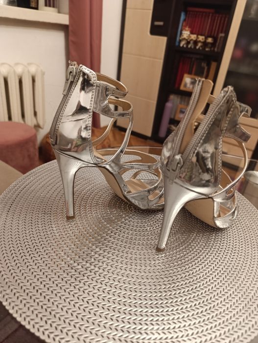 Piękne srebrne szpilki sylwester wesele 38/5