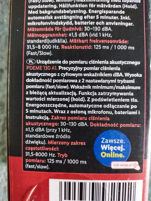 Urządzenie do pomiaru ciśnienia akustycznego