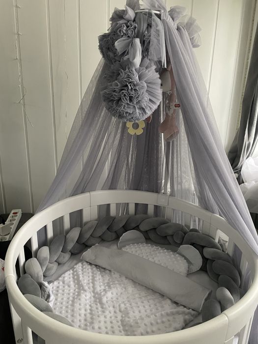 Łóżeczko niemowlęce Waldin 7w1 Owalne Białe