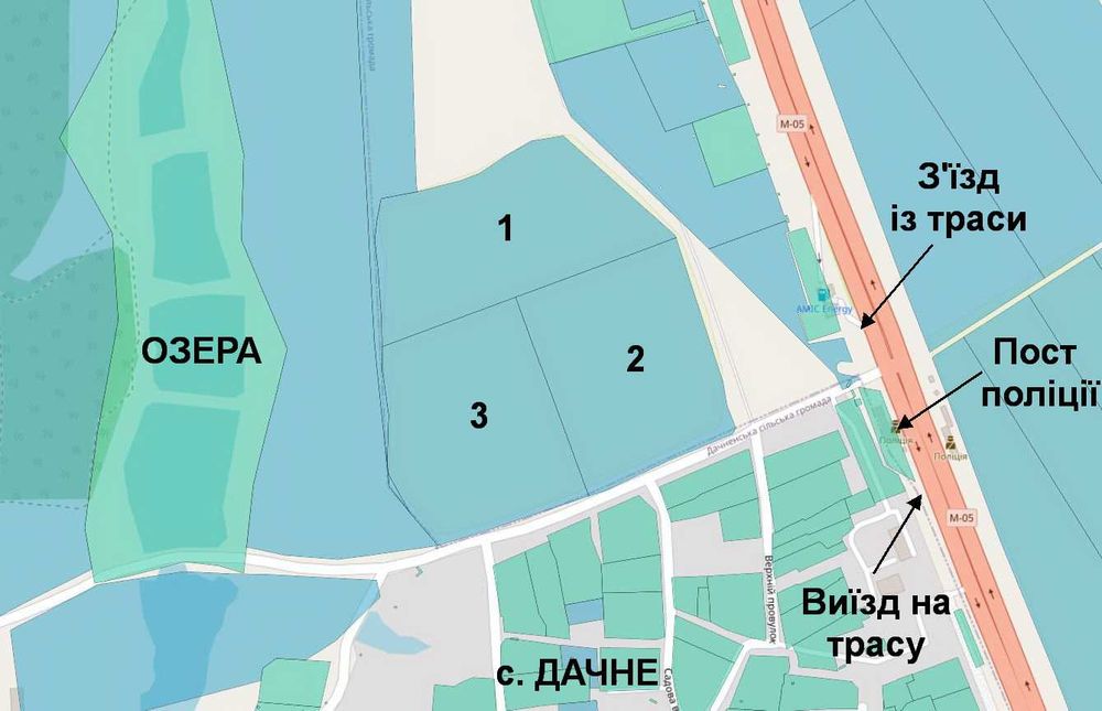 Продаж ділянки 2,7 га біля озер, лісу та київської траси