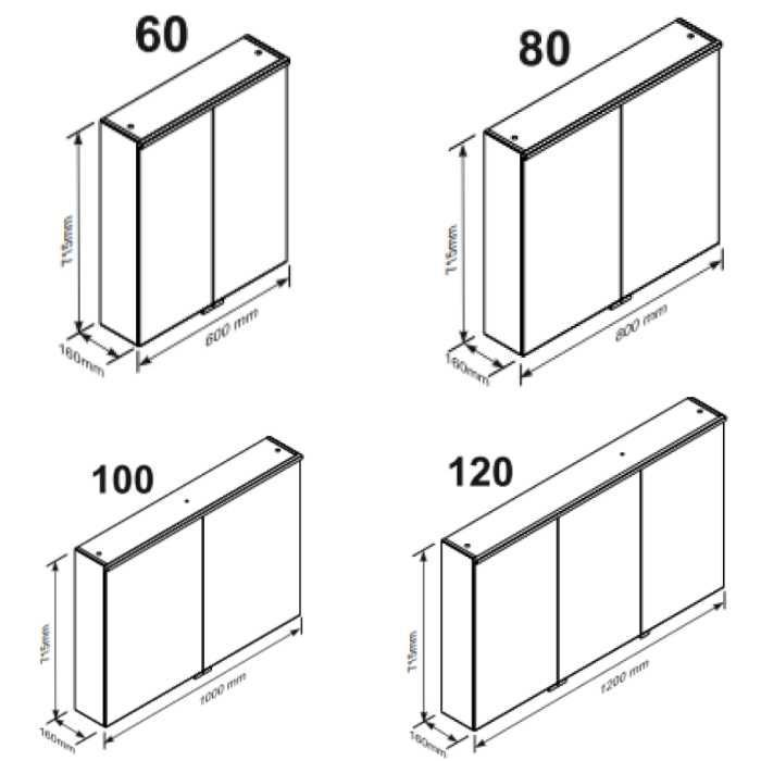 Szafka lustrzana ORiSTO GEO (do wyboru: 60/80/100/120cm)