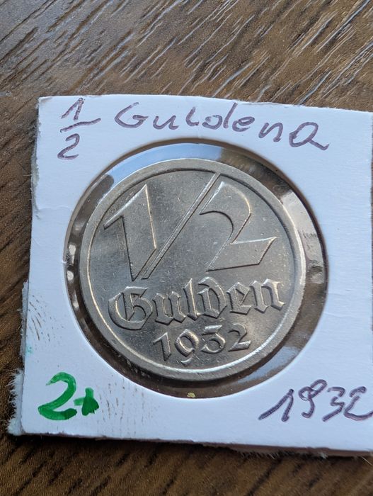 Moneta 1/2 Guldena 1932 – Wolne Miasto Gdańsk (Stan 2+)
