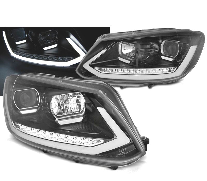 FARÓIS VOLKSWAGEN VW TOURAN II 10-15 TRU DRL INDICADORES LEDS DINÂMICOS PRETO