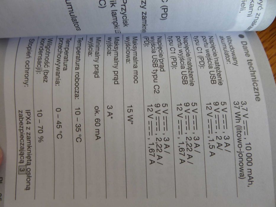 Nieużywany POWERBANK PARKSIDE PPB 10000 A1 z latarką.