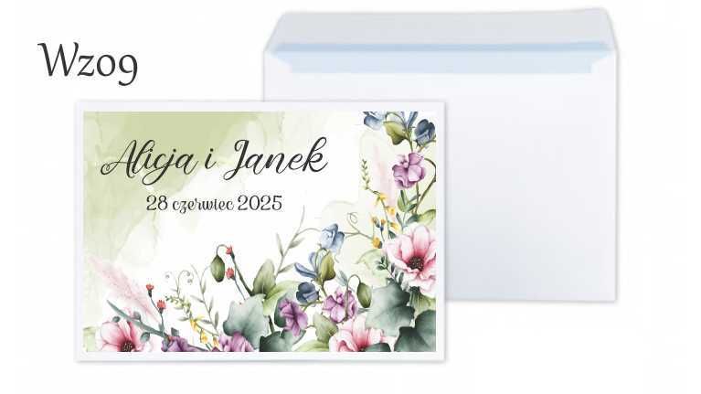 Koperta personalizowana na ŚLUB WESELE biała na zaproszenie z imionami