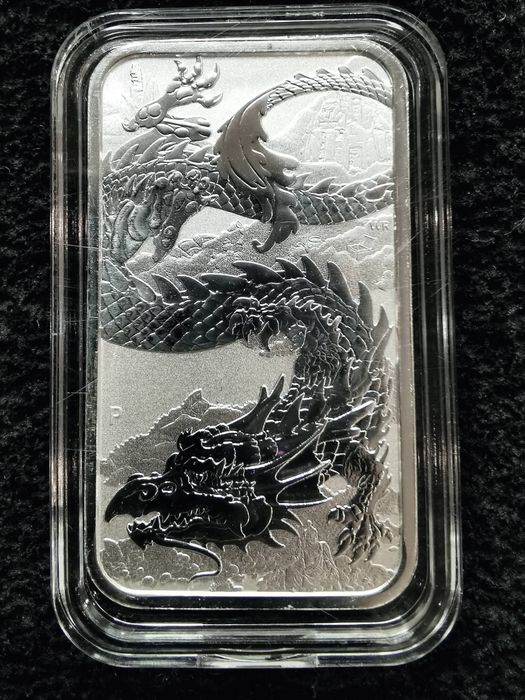 Срібна монета 1 oz Прямокутний дракон 1 долар 2023 Австралія