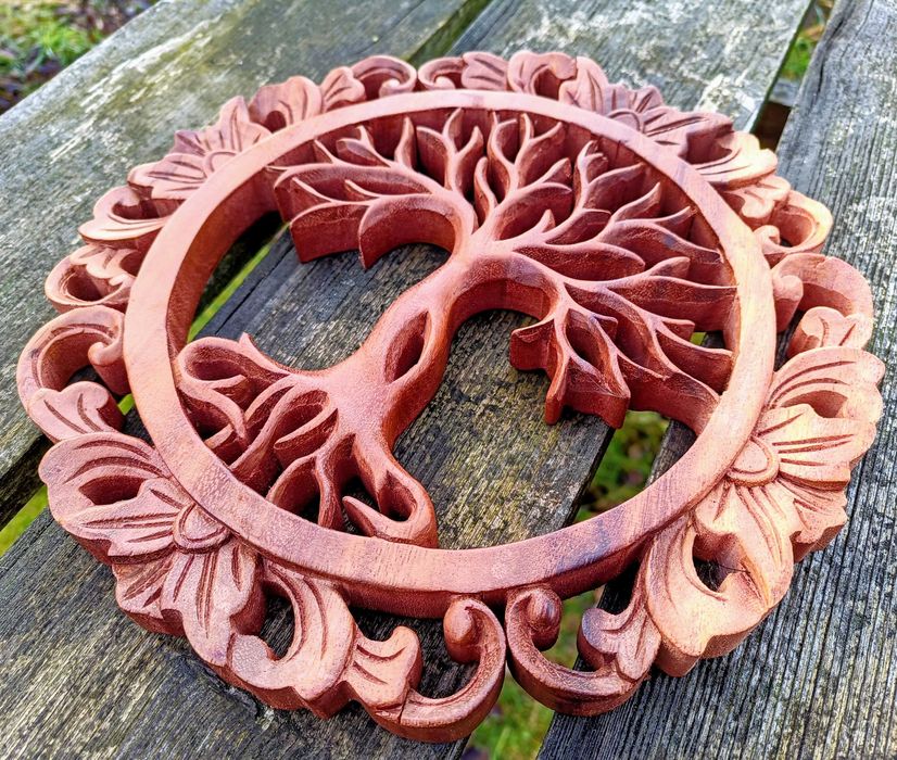 Płaskorzeźba 3D z Drewna DRZEWO Życia SZCZĘŚCIA 30cm Nie sklejka