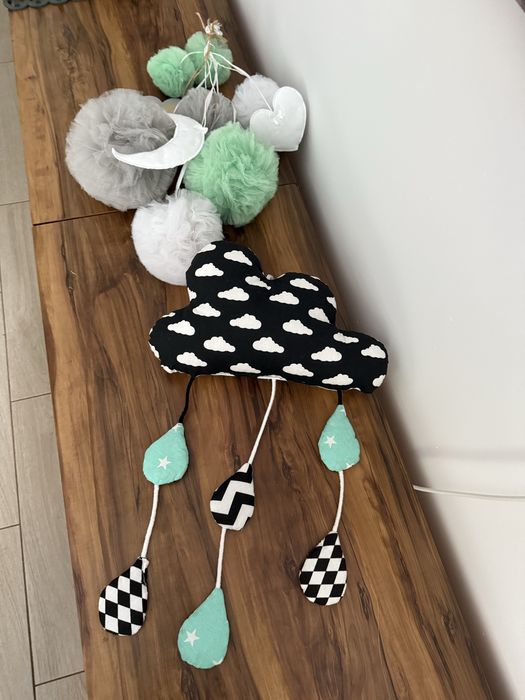 Zestaw dla dziecka, deko, cottonballs, pompony, zawieszka + gratis