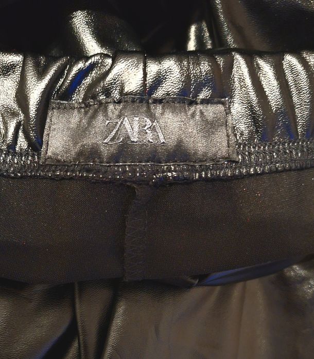 Zara czarne spodnie z ekoskóry 48y