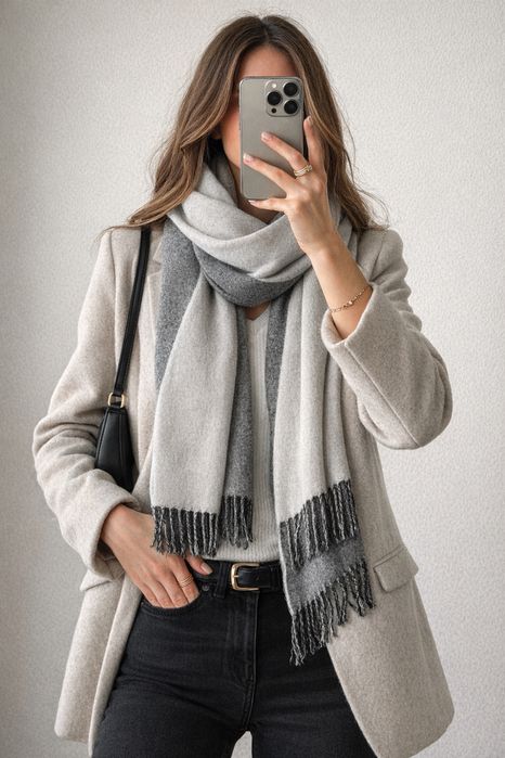 Ciepła dwukolorowa chusta / szal H&M