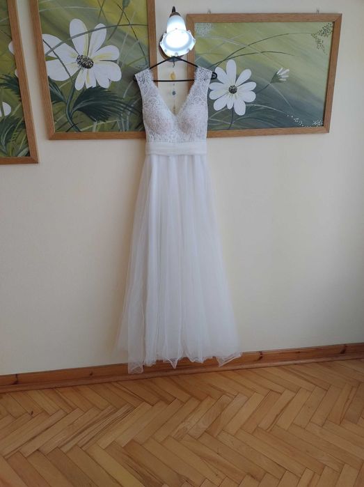 suknia ślubna z welonem r M/L