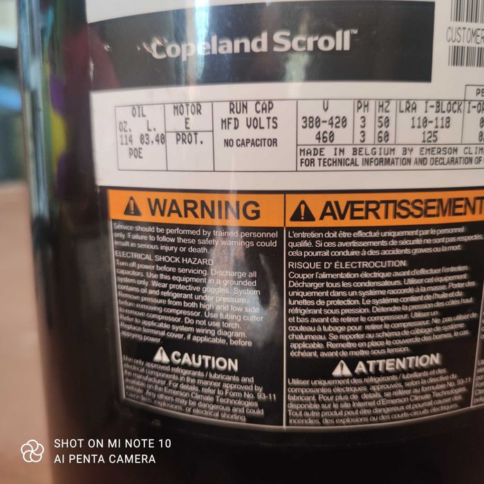 Compressor refrigeração industrial Copeland Scroll ZP120 KCE TFD-455