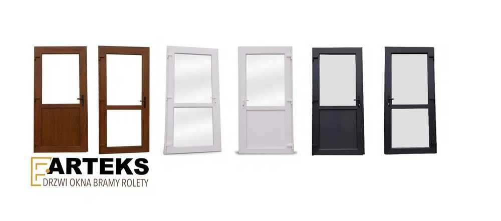 Drzwi PVC BIAŁE zewnętrzne 105x210cm NOWE do biur sklep taras  od ręki