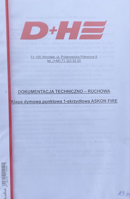 Okno Klapa dymowa świetlik ASKON FIRE jednoskrzydlowa