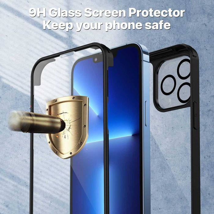 CENHUFO etui do iPhone 13 Pro 360 pancerne folia na ekranie