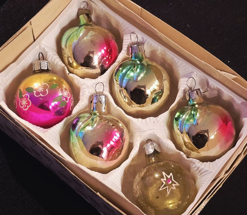 Bombki szklane PRL Retro bańki ZSRR ozdoby na choinkę vintage