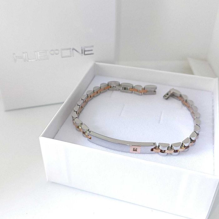 Diamante - 18 K - Ouro rosa, Base Bracciale em Aço Inoxidável