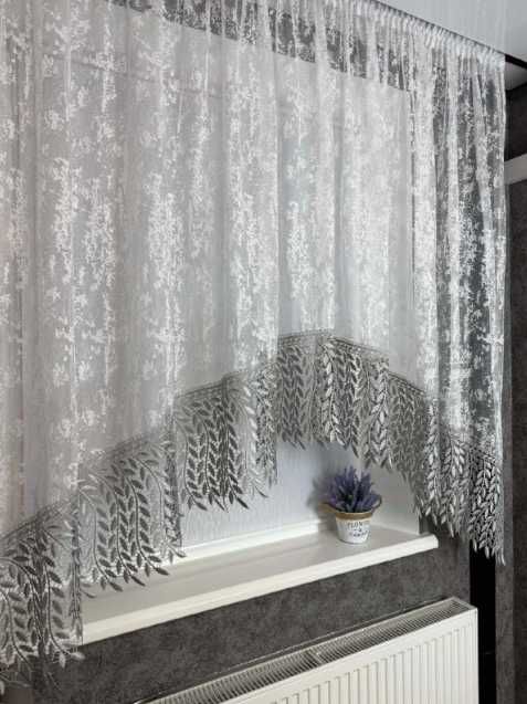 РОЗПРОДАЖ!Короткий тюль 1.7 висота на кухню, гардины жакард льон