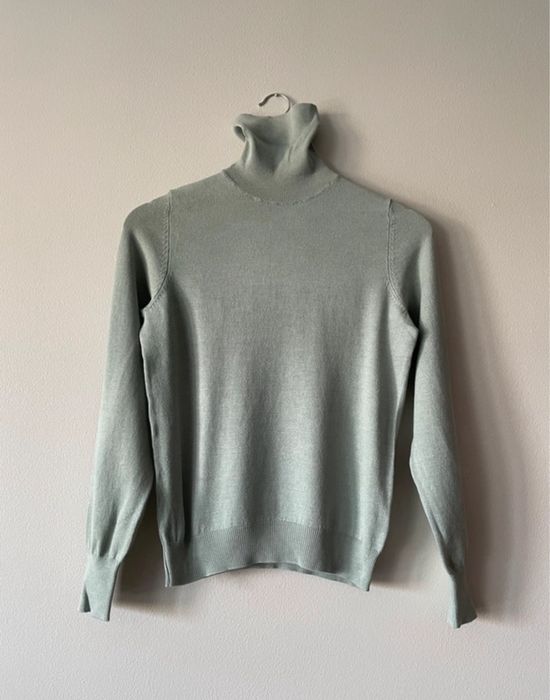 Nowy modny golf damski H&M szałwiowy sweterek na jesień old money jesienny sweter damski szałwiowy miętowy basic klasyczny elegancki
