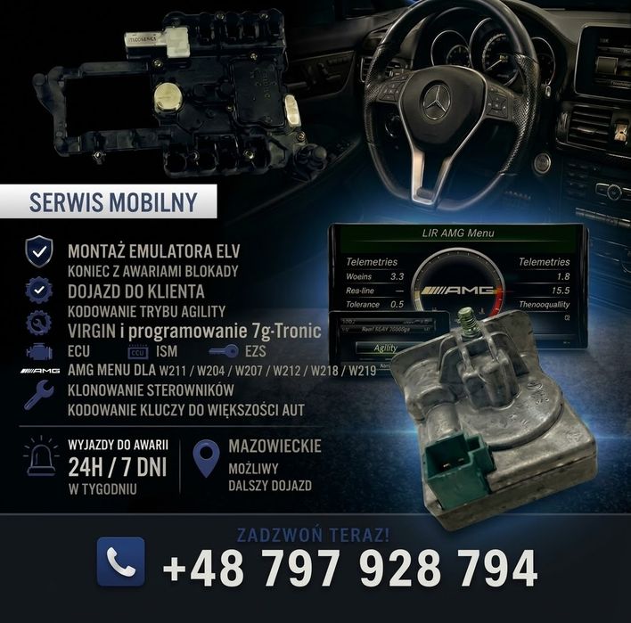 Emulator rygla blokady ELV Mercedes w204 w212 rygiel wyjazdy do awarii 24h Mazowieckie