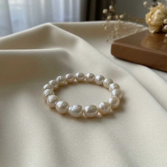 Bransoletka z naturalnych pereł hodowlanych • elastyczna • minimalist