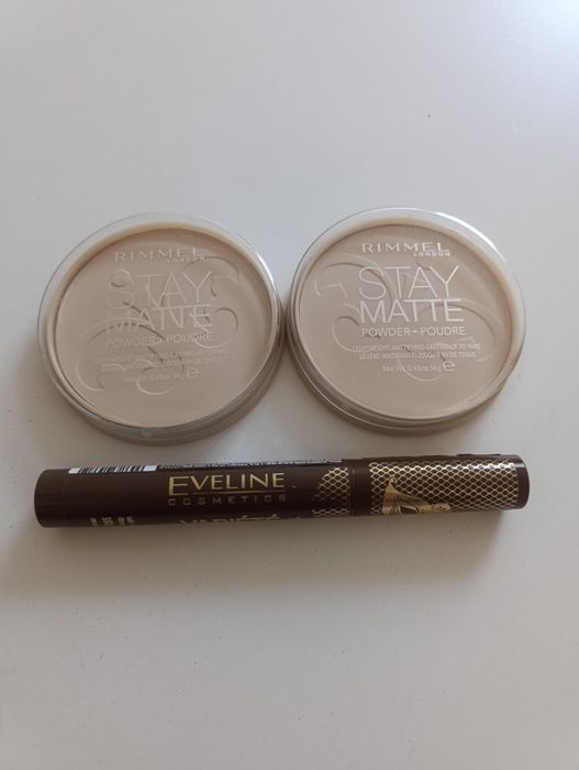 Puder transparentny Rimmel Stay Matte tusz Eveline Variete brązowy NOWE