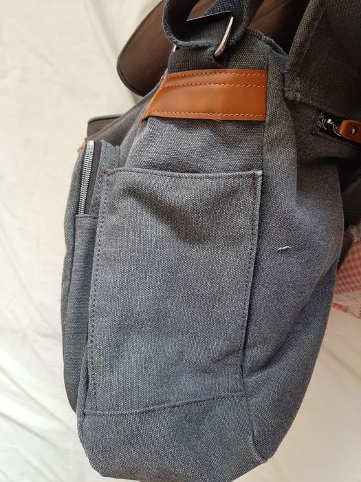 torba na ramię, płótno, szara