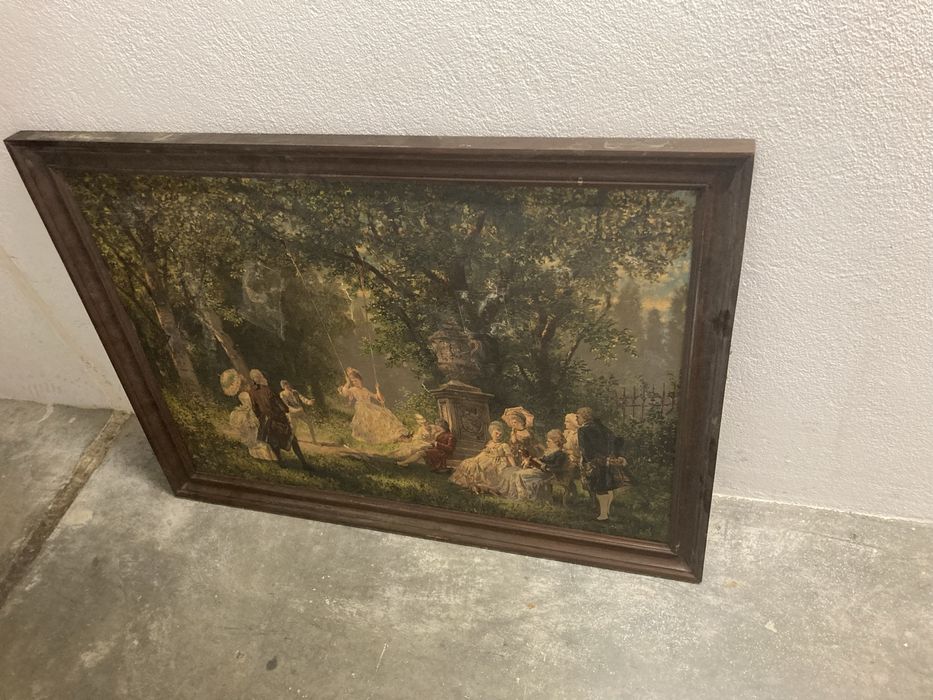 Pingura oleo / Moldura ( antiga em mogno)