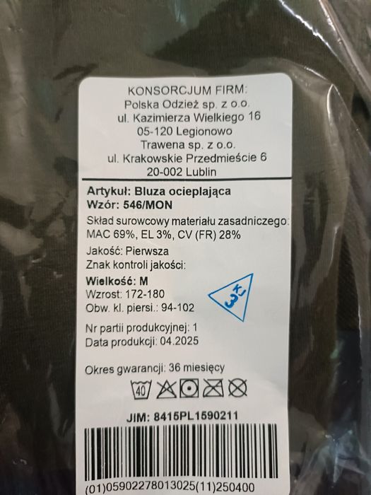Bluza ocieplająca wz. 546/MON roz. M