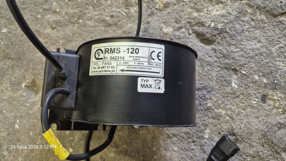Dmuchawa pieca z podajnikiem RMS-120 80W