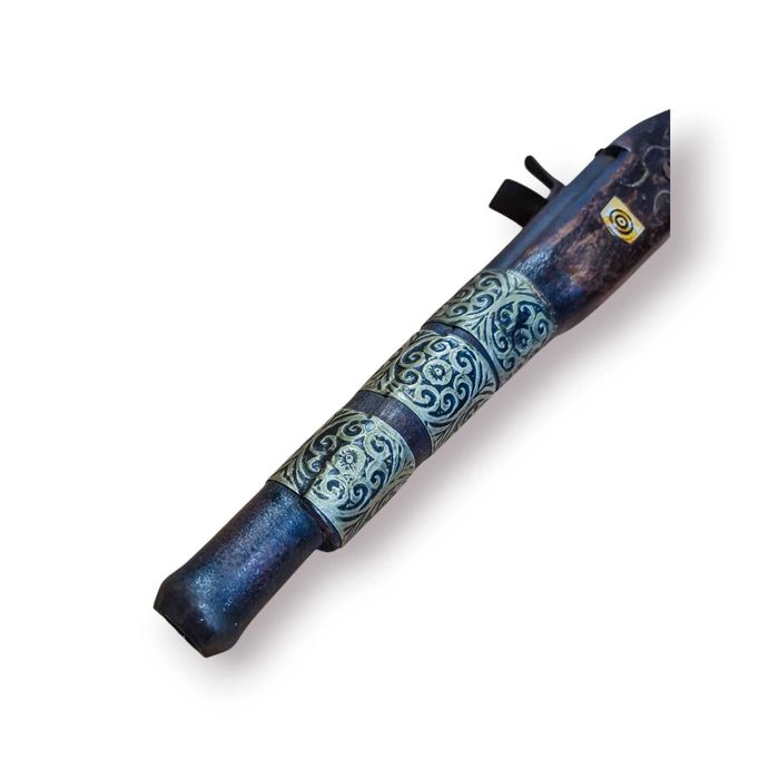 Pistola Decorativa Artesanal c/ Incrustações em Osso – 40 cm