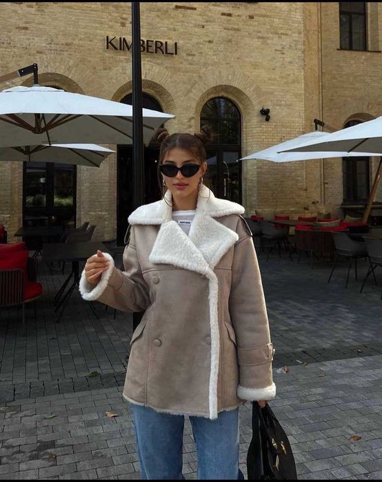 Ідеальна дублянка на зиму у кольорі нюд