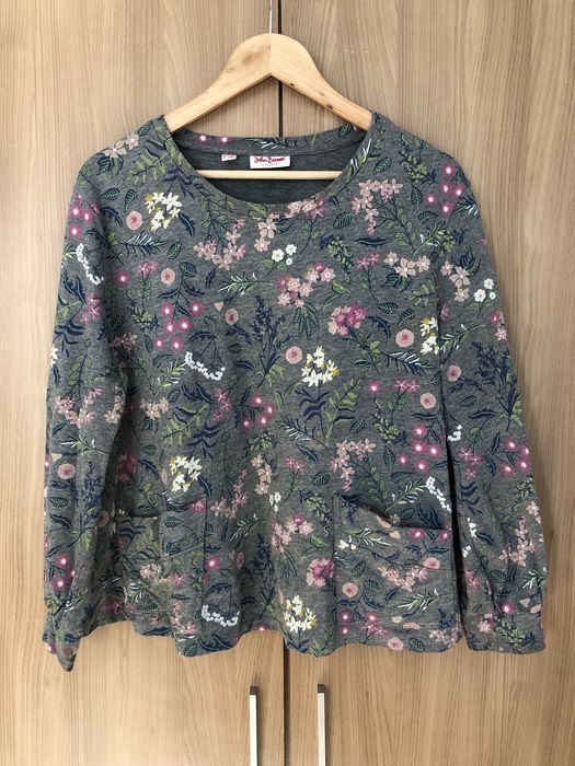 Bluza John Baner r. L szara w kwiaty, z kieszeniami