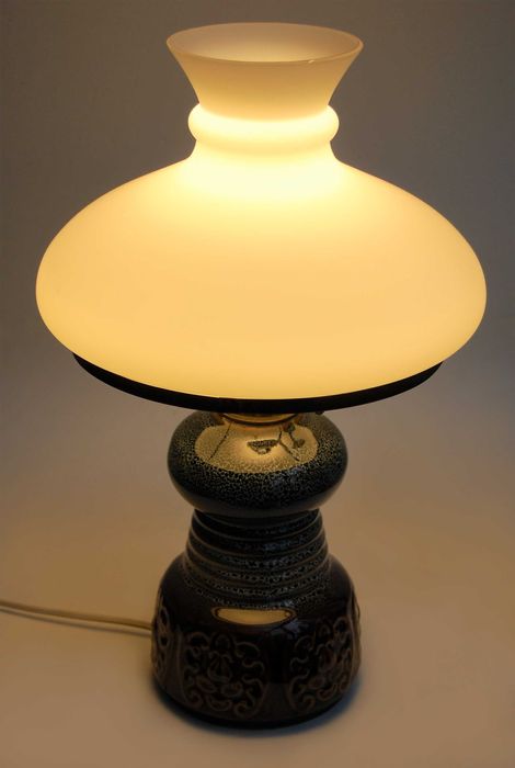 Lampa stołowa ceramiczna, ceramika, Polmo Wałbrzych, PRL, vintage