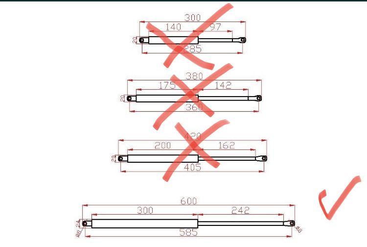 Газовий амортизатор для люка, багажника. Газліфт для ліжка 600мм