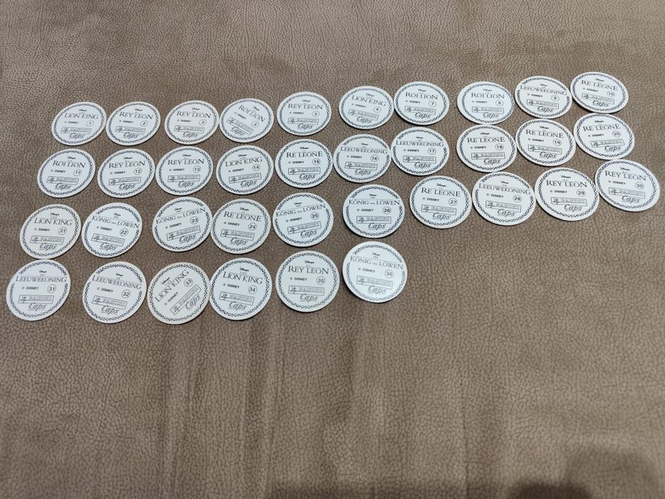 Tazos rei leao, spiderman, yu gi oh