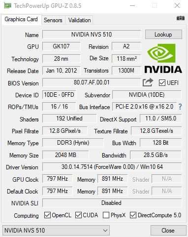 видеокарта nVidia NVS 510 (2 ГБ DDR3)