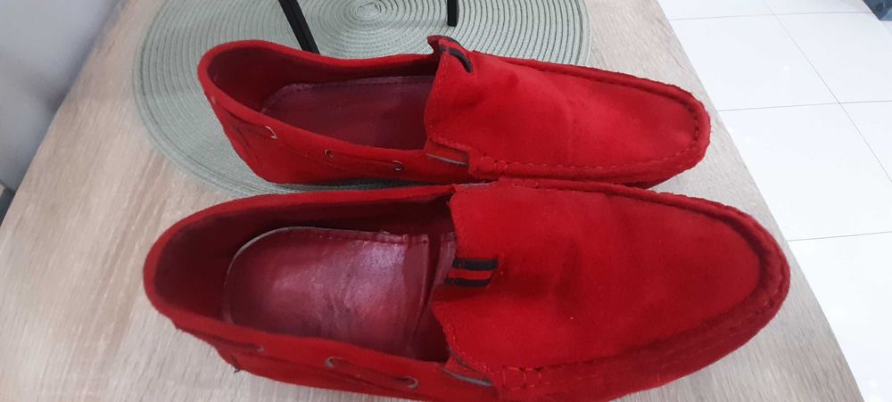Buty męskie mokasyny czerwone 41
