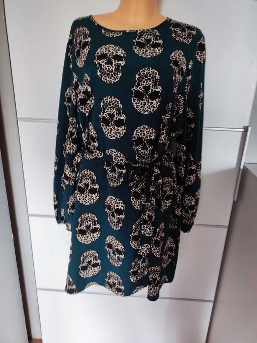 Shein r 3xl zielona sukienka w czaszki r 46 plus size