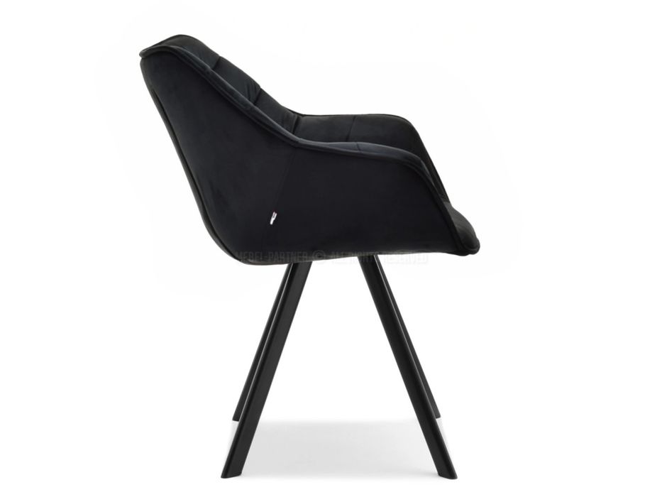 Jadalniane krzesła zielony welur na czarnej podstawie - 4 SZT