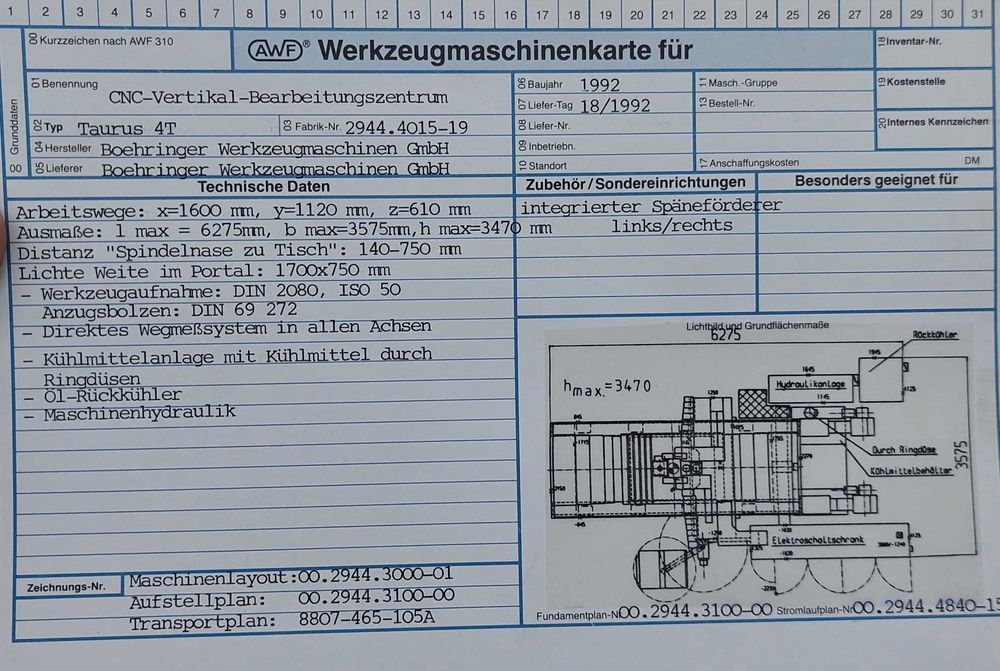 Frezarka CNC 22 tony  Boehringer Taurus 4T