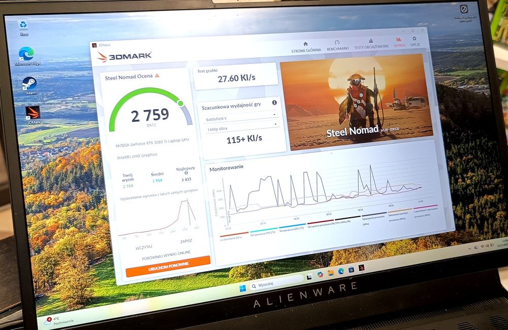 Uszkodzony Dell Alienaare X17 R2 Intel i9 32GB SSD 2TB RTX3080Ti Win11