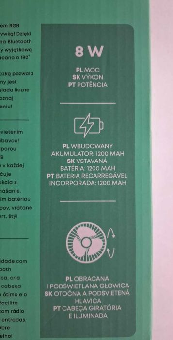 Hoffen Wentylator z Głośnikiem Bluetooth Podświetlenie RGB Radio FM