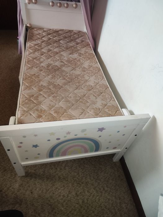 Cama Infantil Extensível IKEA SUNDVIK Branca + Colchão + OFERTA Dossel e Luzes