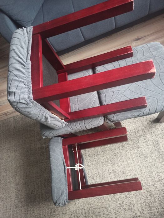 Taborety drewniane z odbiciem, 35 x35, 4 szt