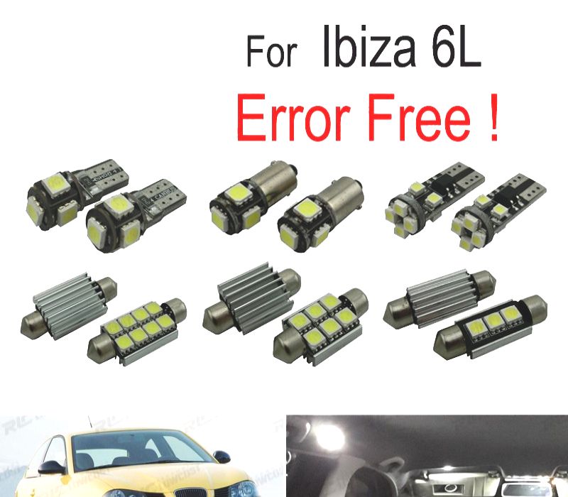 KIT COMPLETO 10 LAMPADAS LED INTERIOR PARA SEAT IBIZA MK4 MK IV 6L 02-08