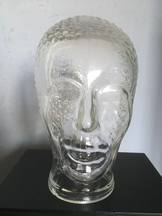 Szklana głowa vintage lata 80