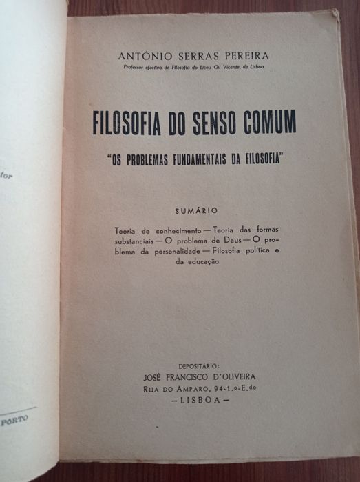 Filosofia do senso comum - António Serras Pereira