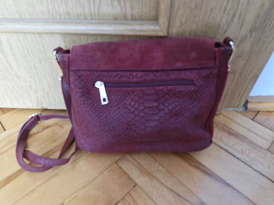 torebka skorzana bordowa