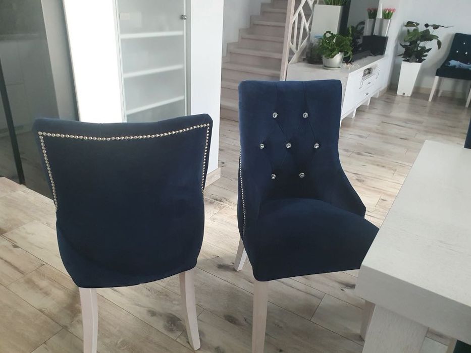 Krzesło tapicerowane granatowe Polska produkcja - 10 sztuk